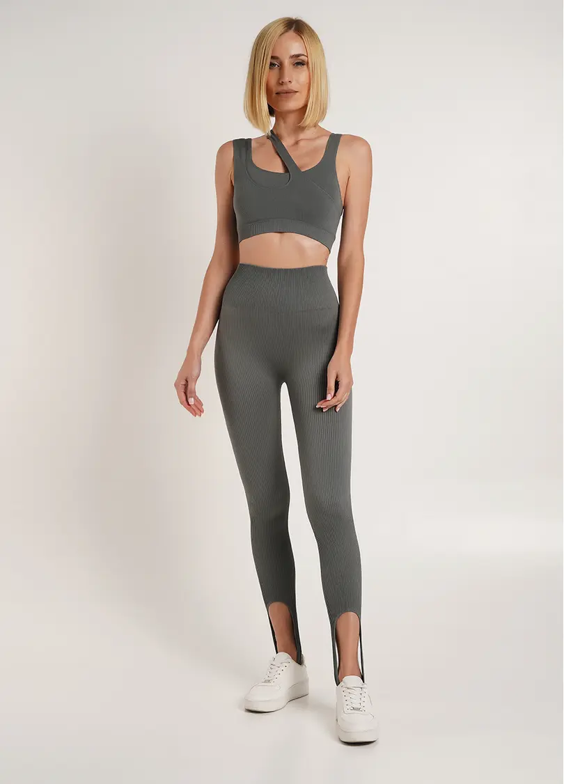 Легінси в рубчик зі штрипками LEGGINGS RIB STRIPE graphite (сірий) GIULIA x Lichi by Lichi