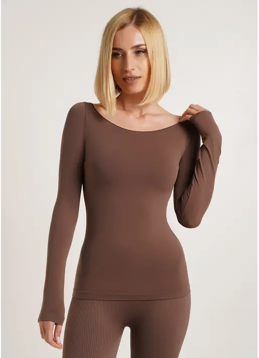 Лонгслів безшовний LONGSLEEVE chocolate (коричневий) GIULIA x Lichi by Lichi Лонгслів безшовний LONGSLEEVE chocolate (коричневий) GIULIA x Lichi by Lichi