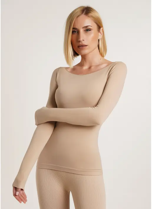 Лонгслів безшовний LONGSLEEVE nude (бежевий) GIULIA x Lichi by Lichi Лонгслів безшовний LONGSLEEVE nude (бежевий) GIULIA x Lichi by Lichi