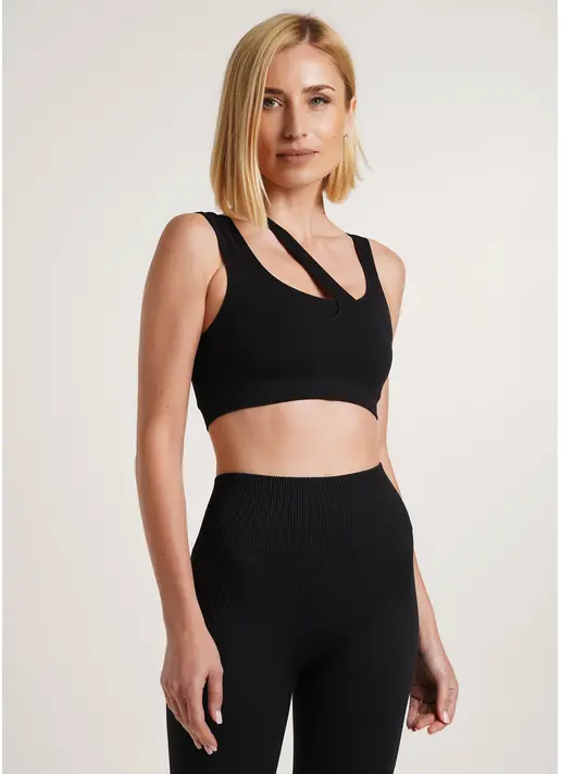 Безшовна майка з асиметричними бретелями TOP RIB CO black (чорний) GIULIA x Lichi by Lichi Безшовна майка з асиметричними бретелями TOP RIB CO black (чорний) GIULIA x Lichi by Lichi