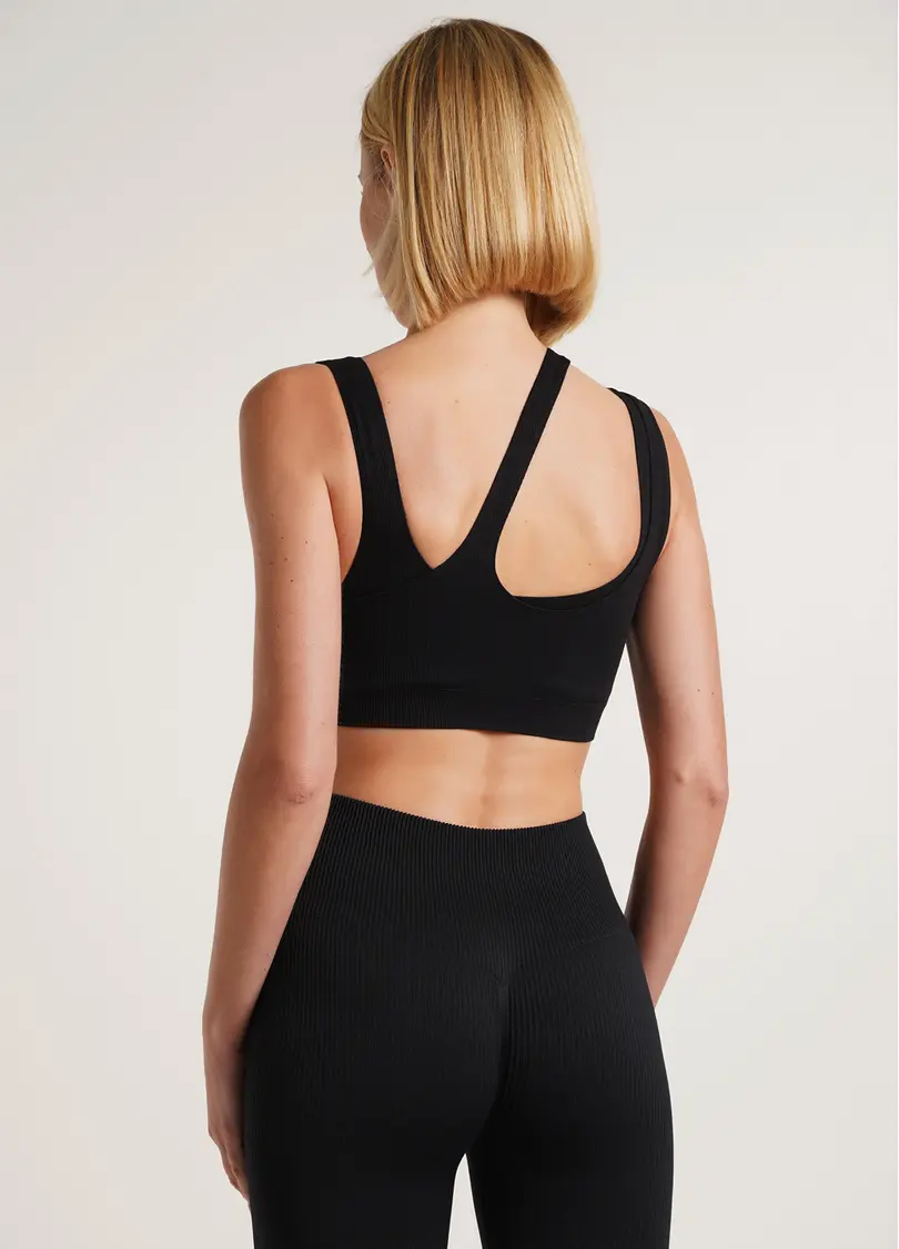 Безшовна майка з асиметричними бретелями TOP RIB CO black (чорний) GIULIA x Lichi by Lichi