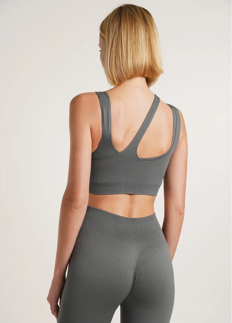 Безшовна майка з асиметричними бретелями TOP RIB CO graphite (сірий) GIULIA x Lichi by Lichi
