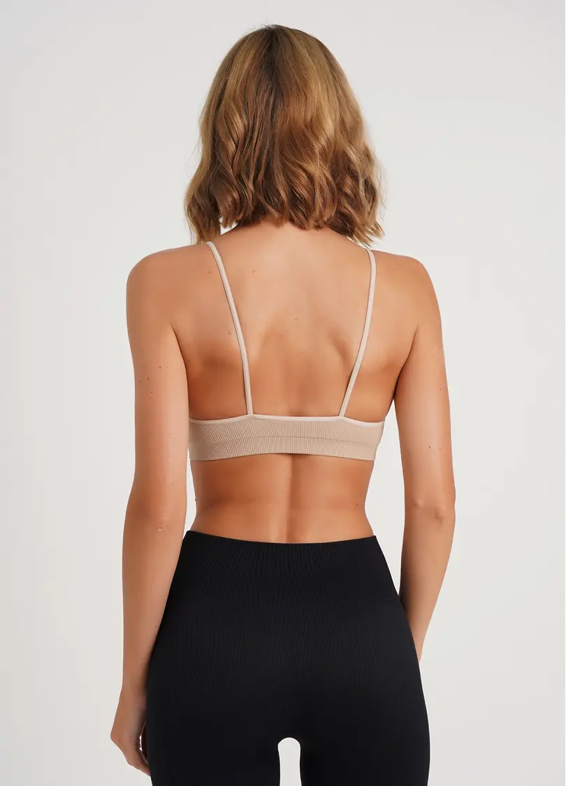 Топ на бретелях в рубчик CAMI TOP RIB naturale (бежевий)