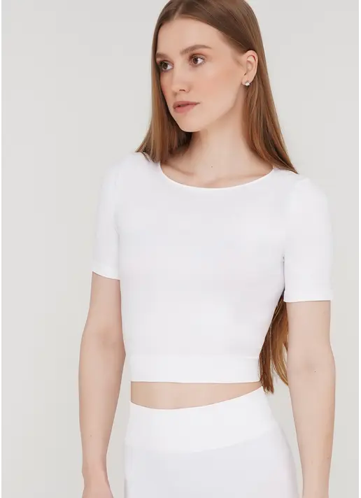 Укорочена безшовна футболка CROP T-SHIRT (білий)