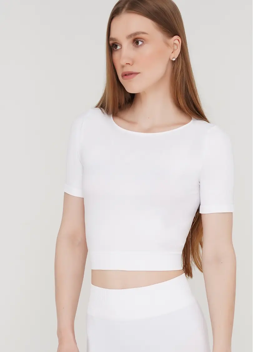 Укорочена безшовна футболка CROP T-SHIRT (білий)