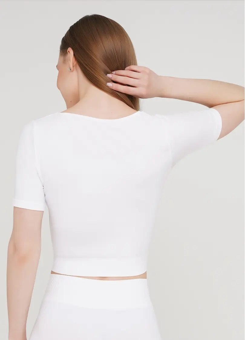 Укорочена безшовна футболка CROP T-SHIRT (білий)