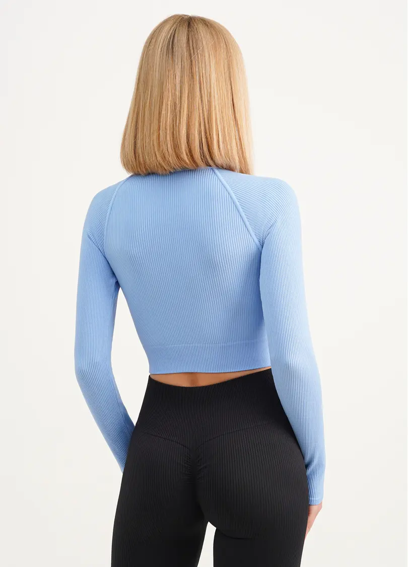 Кроп-топ лонгслив в рубчик CROP TOP RIB lacecap hydrangea (голубой)