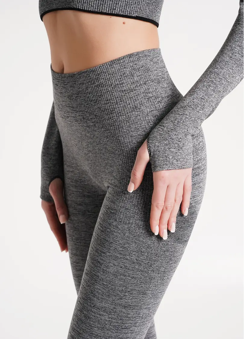 Укорочений топ з довгими рукавами для спорту CROP TOP SPORT MELANGE nero (чорний)