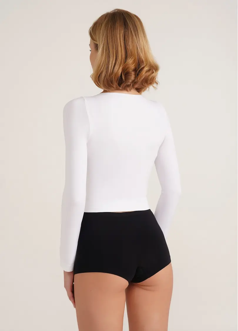 Спортивний топ з довгими рукавами CROP TOP bianco (білий)