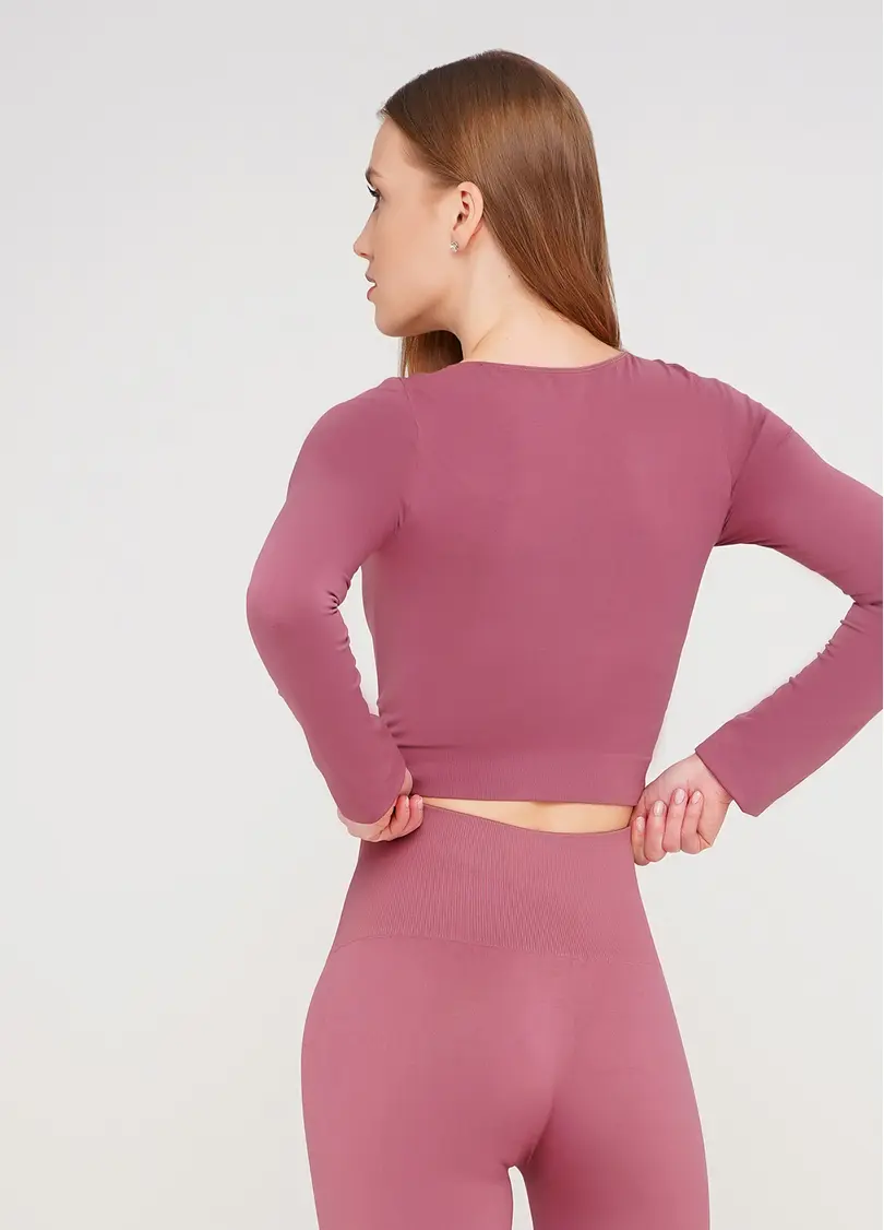 Спортивний топ з довгими рукавами CROP TOP (рожевий)