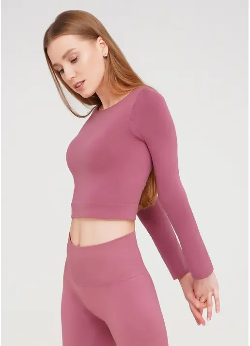 Спортивний топ з довгими рукавами CROP TOP (рожевий)