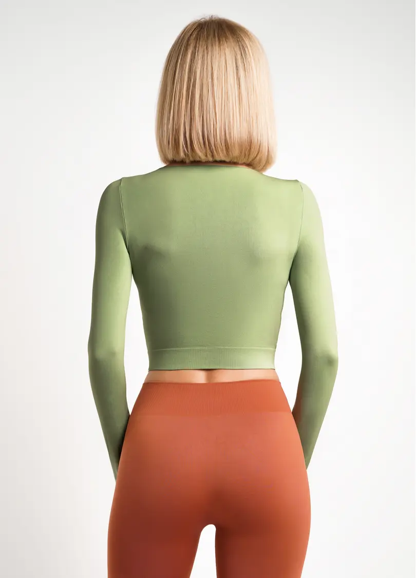 Спортивний топ з довгими рукавами CROP TOP kohlradi (зелений)