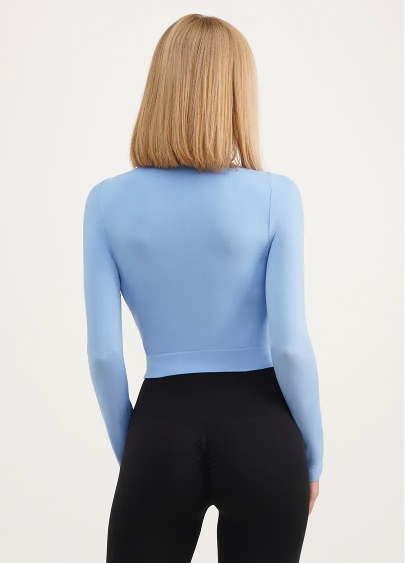 Спортивний топ з довгими рукавами CROP TOP lacecap hydrangea (блакитний)