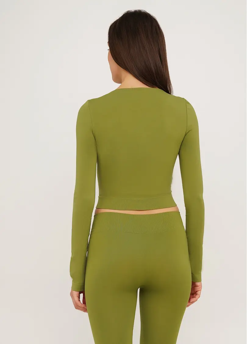 Спортивний топ з довгими рукавами CROP TOP olive branch (зелений)