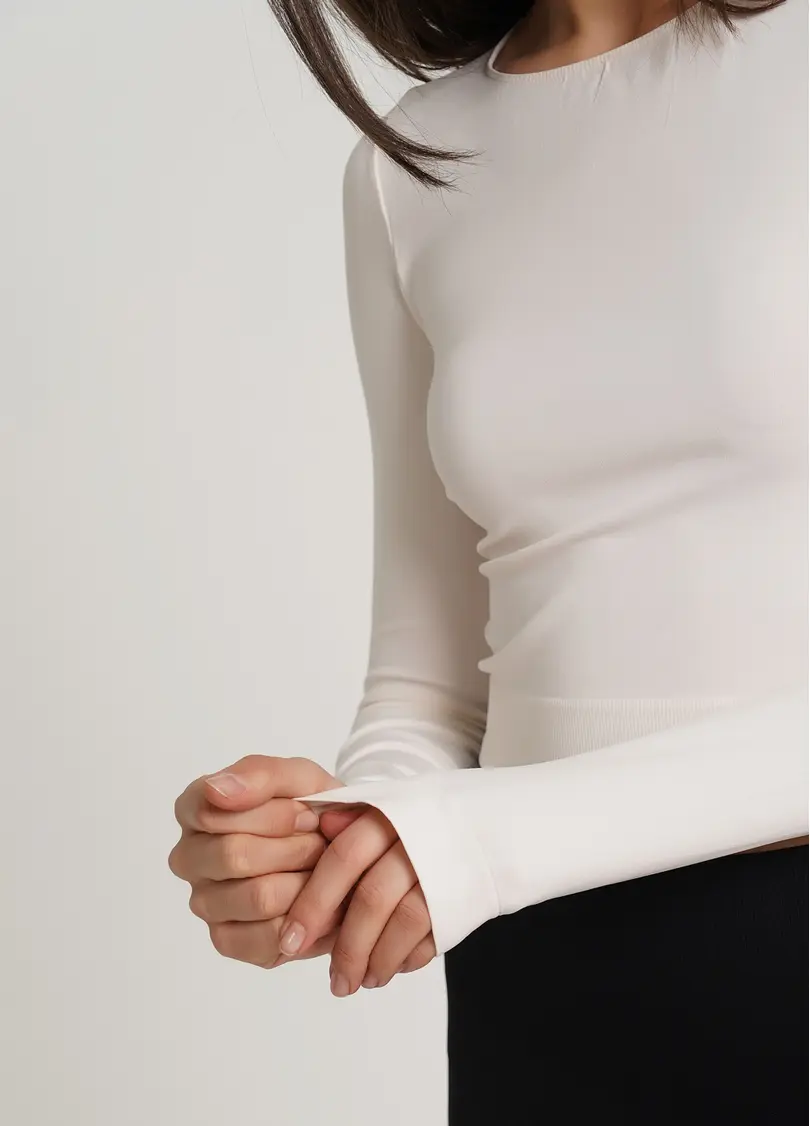 Спортивний топ з довгими рукавами CROP TOP perfectly pale (перлинний)