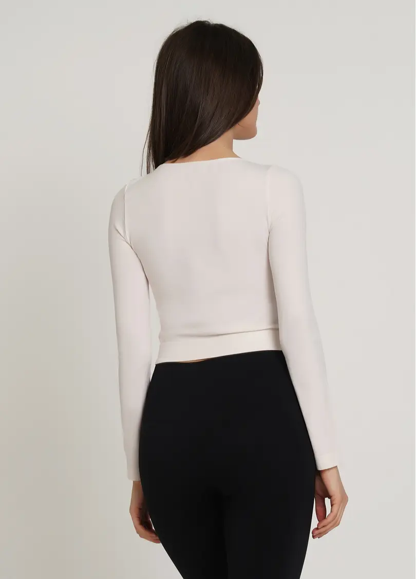 Спортивний топ з довгими рукавами CROP TOP perfectly pale (перлинний)