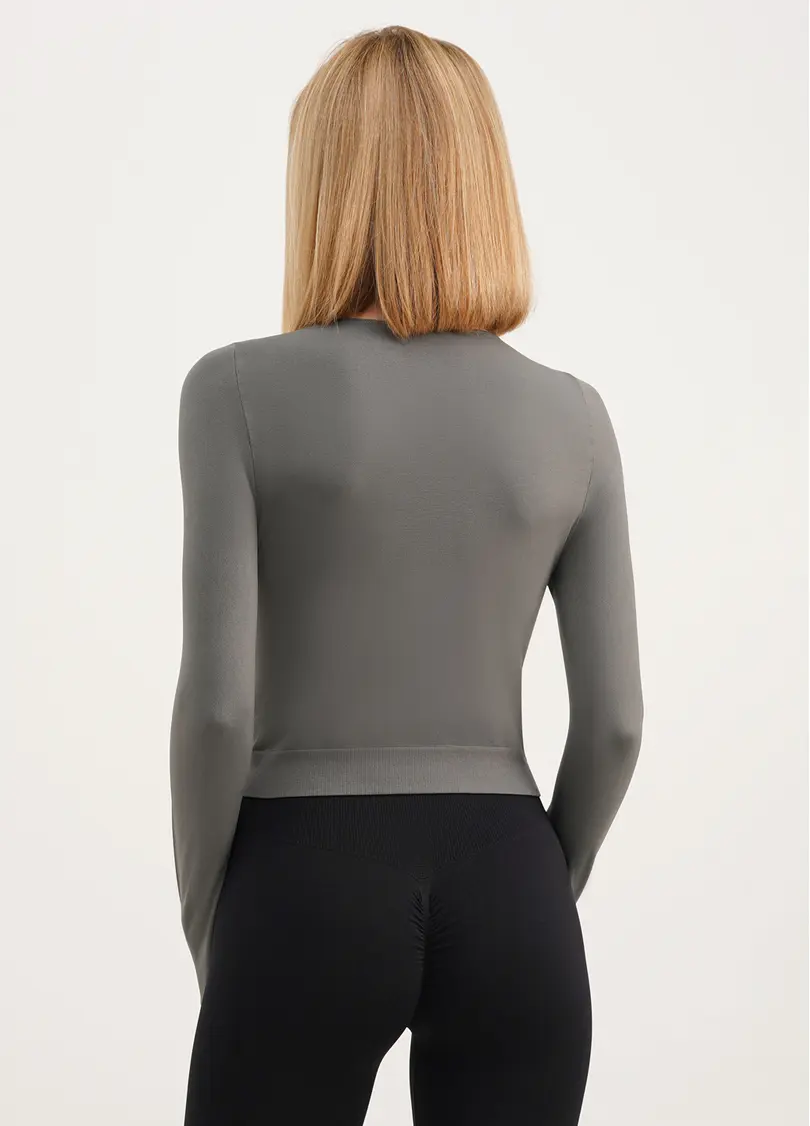 Спортивний топ з довгими рукавами CROP TOP poppy seed (сірий)
