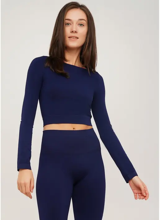 Спортивний топ з довгими рукавами CROP TOP rhodonite (синій)