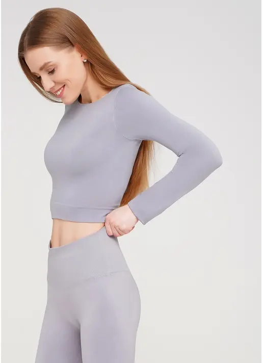 Спортивний топ з довгими рукавами CROP TOP (сірий)