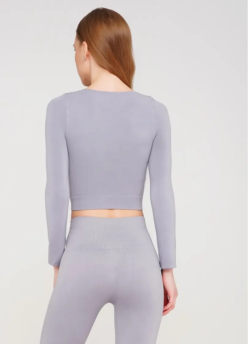 Спортивний топ з довгими рукавами CROP TOP (сірий)