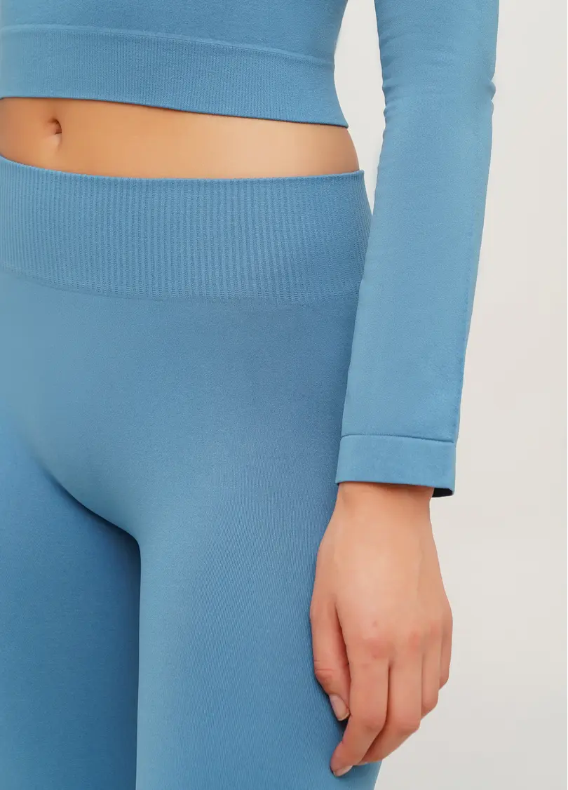 Спортивний топ з довгими рукавами CROP TOP spring lake (блакитний)