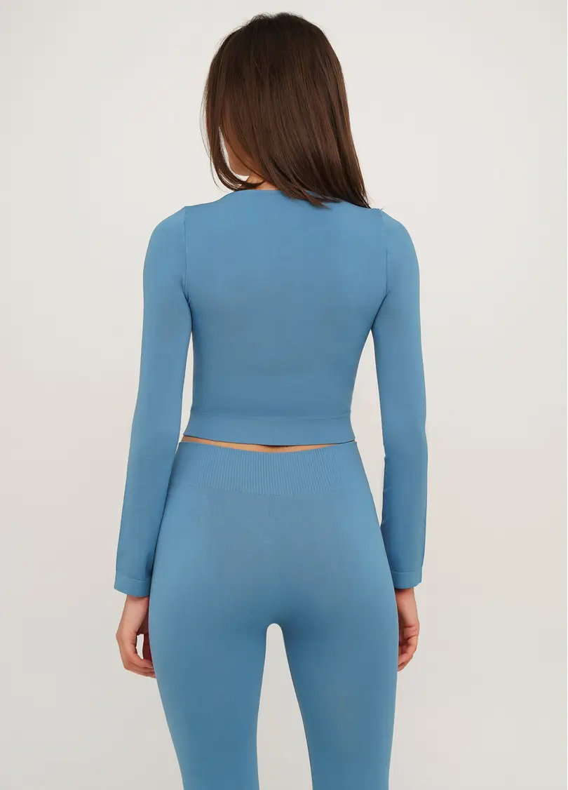 Спортивний топ з довгими рукавами CROP TOP spring lake (блакитний)