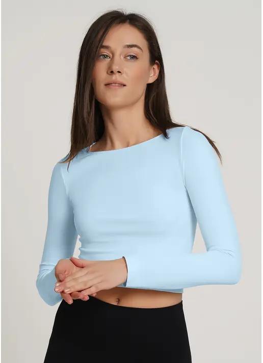 Спортивний топ з довгими рукавами CROP TOP spun sugar (блакитний)