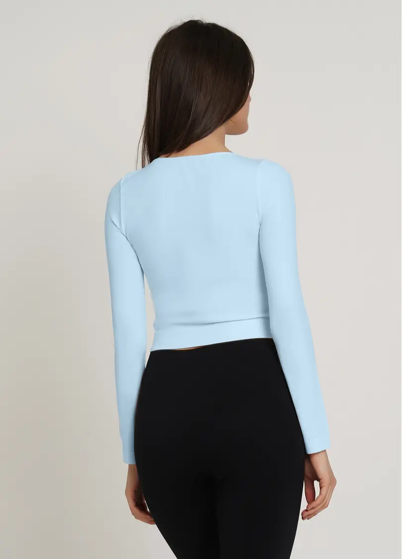 Спортивний топ з довгими рукавами CROP TOP spun sugar (блакитний)