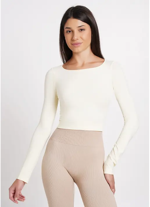 Спортивний топ з довгими рукавами CROP TOP vanilla (жовтий) Спортивний топ з довгими рукавами CROP TOP vanilla (жовтий)