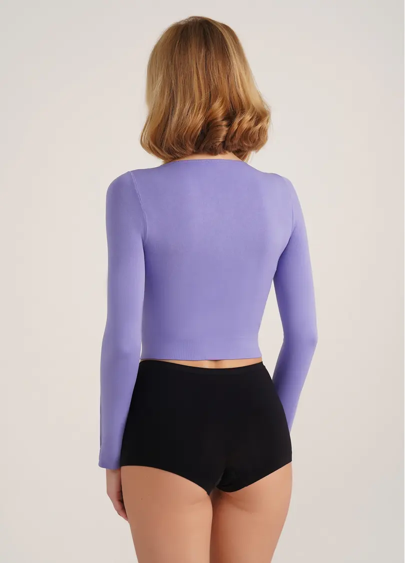 Спортивний топ з довгими рукавами CROP TOP very peri (фіолетовий)