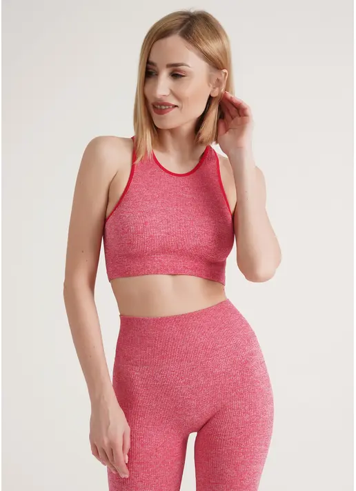Спортивний топ в рубчик HALTER TOP RIB MELANGE viva magenta (рожевий) Спортивний топ в рубчик HALTER TOP RIB MELANGE viva magenta (рожевий)