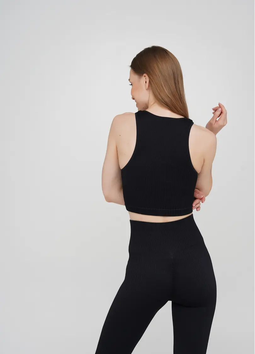 Топ в рубчик з мікрофібри HALTER TOP RIB black (чорний)