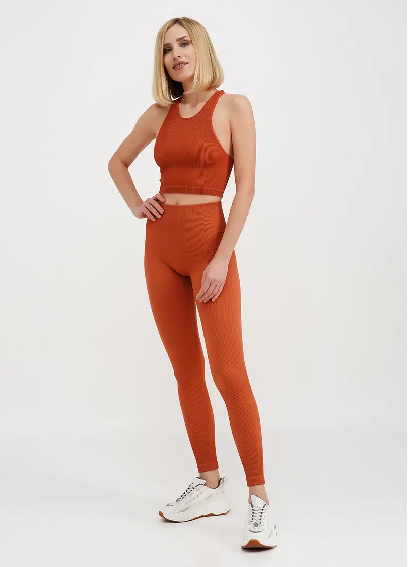Топ в рубчик з мікрофібри HALTER TOP RIB burnt sienna (помаранчевий)