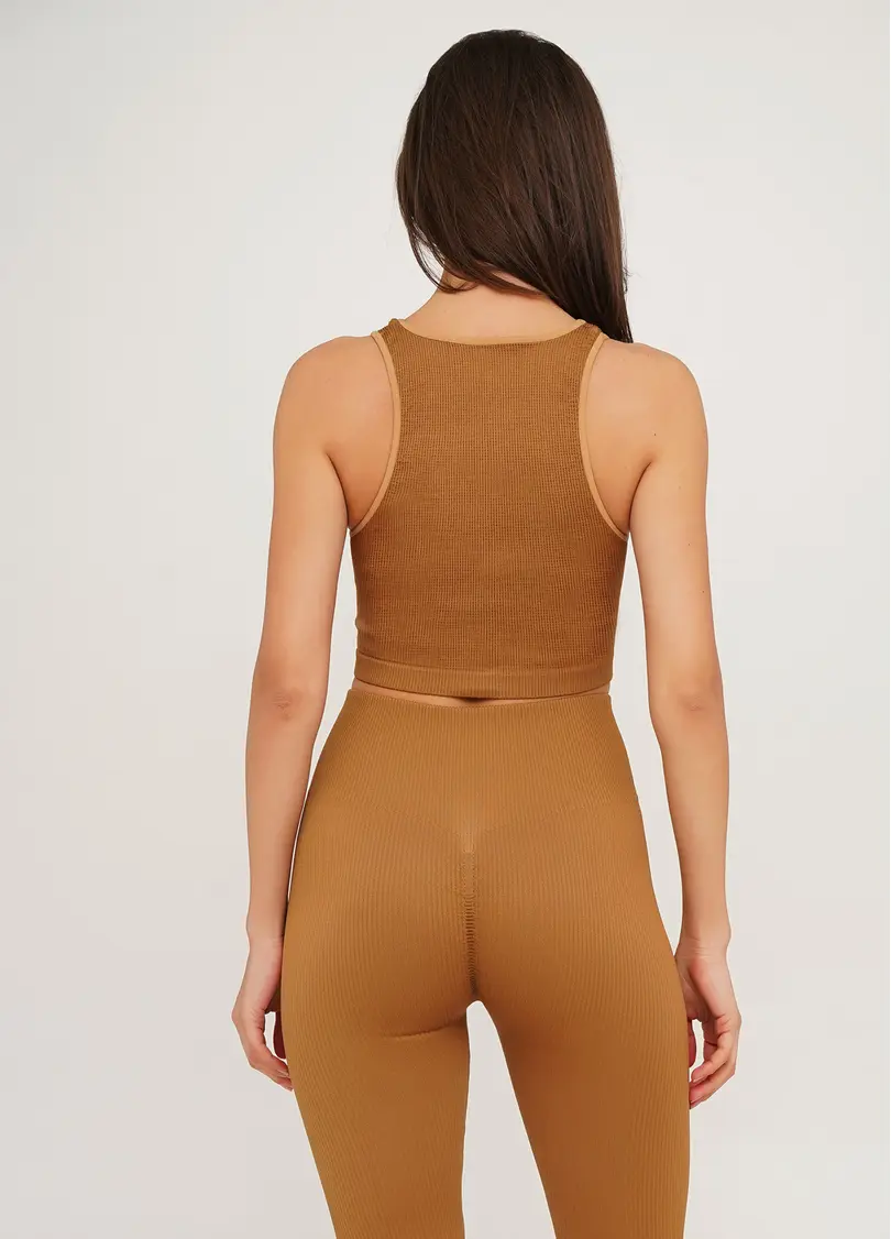 Топ в рубчик з мікрофібри HALTER TOP RIB ermine (коричневий)