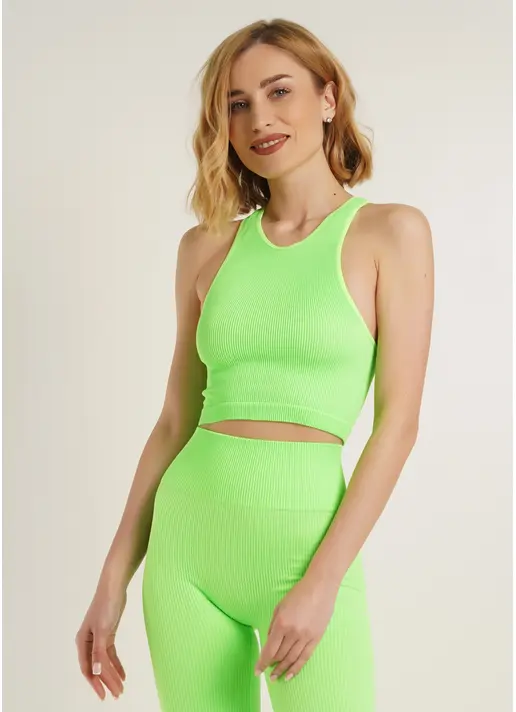 Топ в рубчик з мікрофібри HALTER TOP RIB green neon (неоновий зелений) Топ в рубчик з мікрофібри HALTER TOP RIB green neon (неоновий зелений)