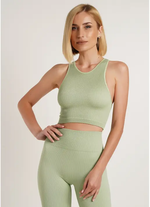 Топ в рубчик з мікрофібри HALTER TOP RIB kohlrabi (зелений) Топ в рубчик з мікрофібри HALTER TOP RIB kohlrabi (зелений)