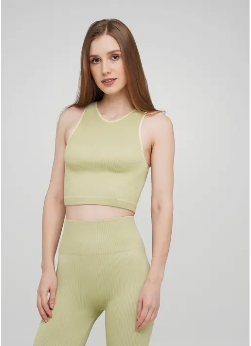 Топ в рубчик з мікрофібри HALTER TOP RIB pale olive green (зелений)