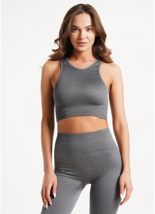 Топ в рубчик з мікрофібри HALTER TOP RIB poppy seed (сірий) Топ в рубчик з мікрофібри HALTER TOP RIB poppy seed (сірий)