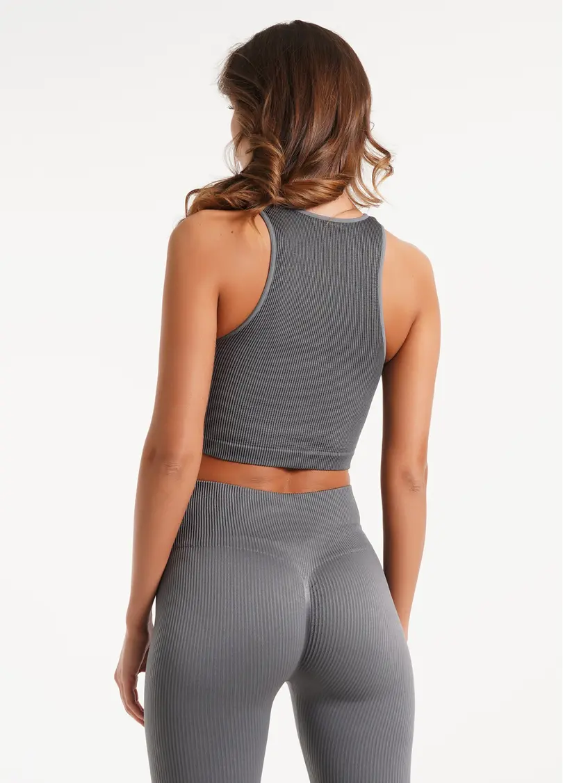 Топ в рубчик з мікрофібри HALTER TOP RIB poppy seed (сірий)