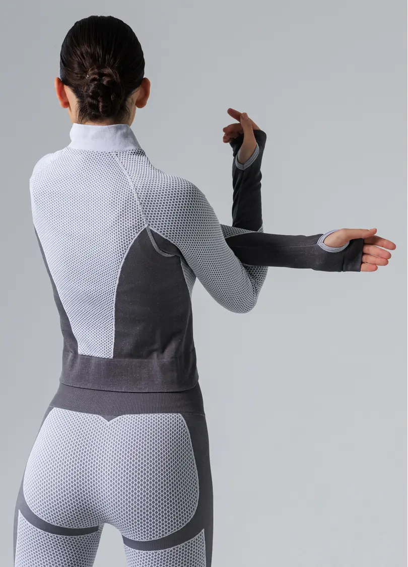 Спортивний лонг на блискавці JACKET SPORT FIT white/grey (білий/сірий)