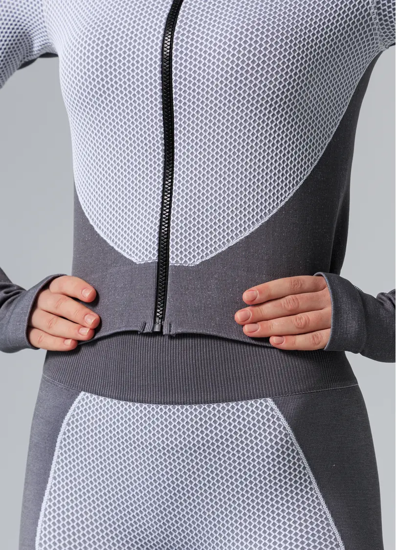 Спортивний лонг на блискавці JACKET SPORT FIT white/grey (білий/сірий)