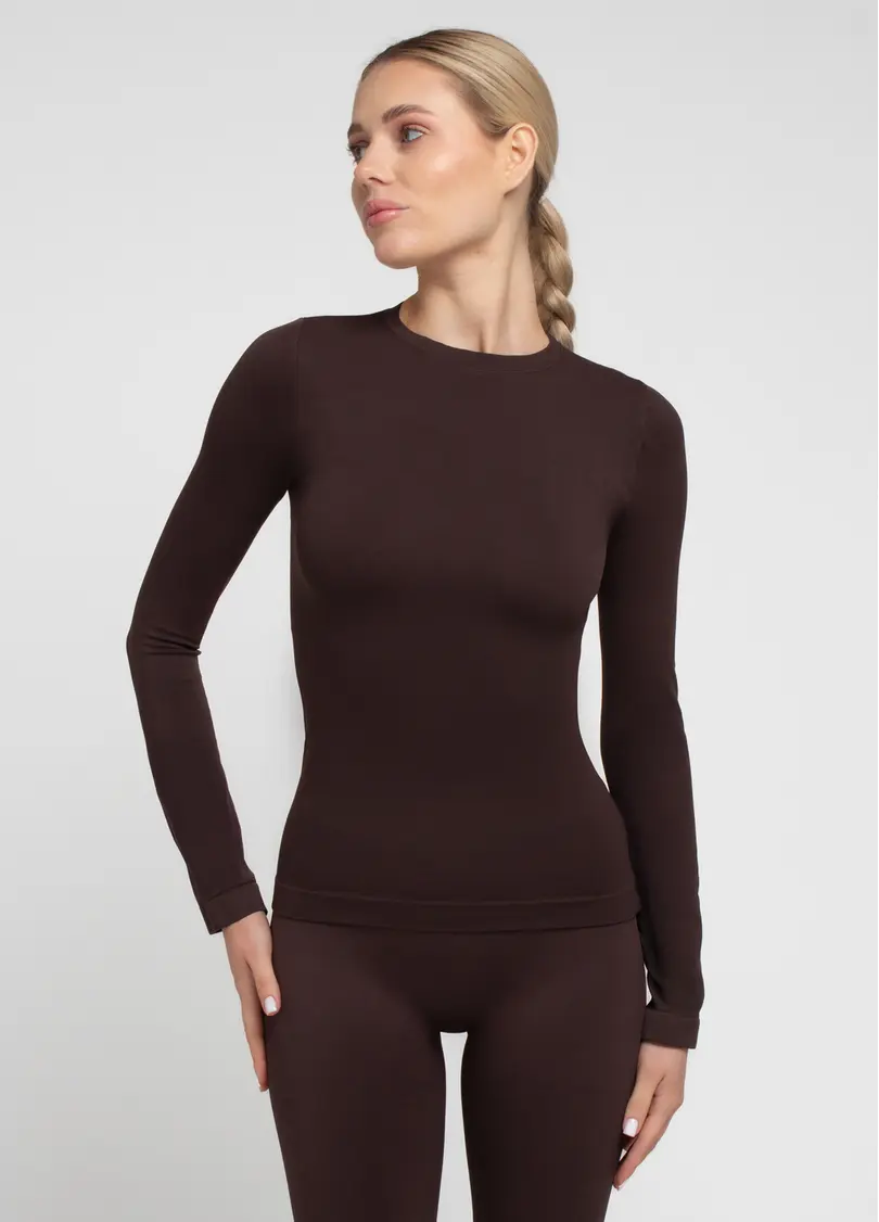 Безшовний лонгслів LONGSLEEVE 01 hot chocolate (коричневий)