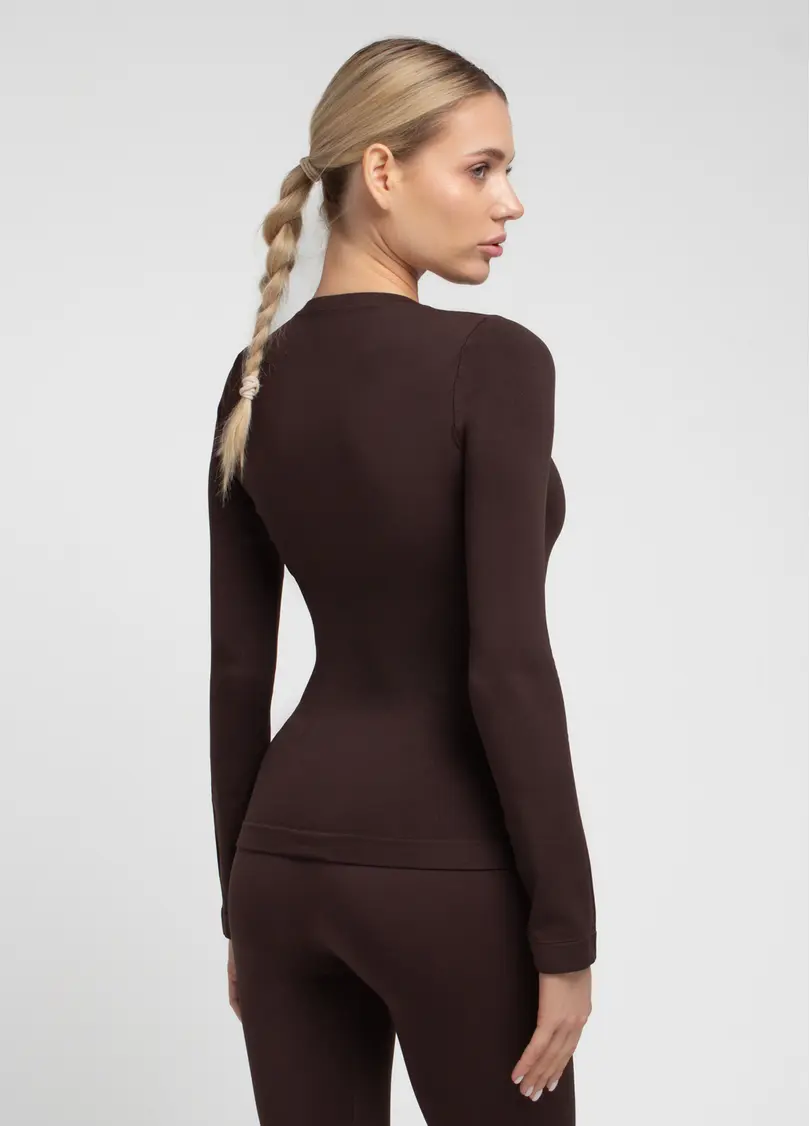 Безшовний лонгслів LONGSLEEVE 01 hot chocolate (коричневий)