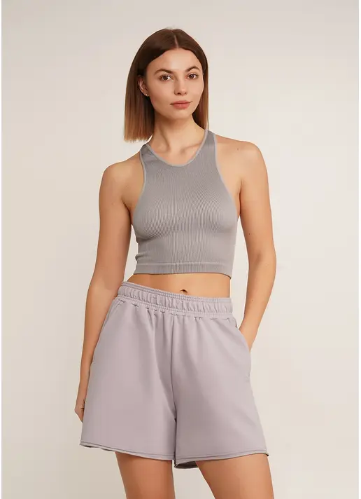 Топ в рубчик з мікрофібри PF HALTER TOP RIB ultimate grey (сірий) Топ в рубчик з мікрофібри PF HALTER TOP RIB ultimate grey (сірий)