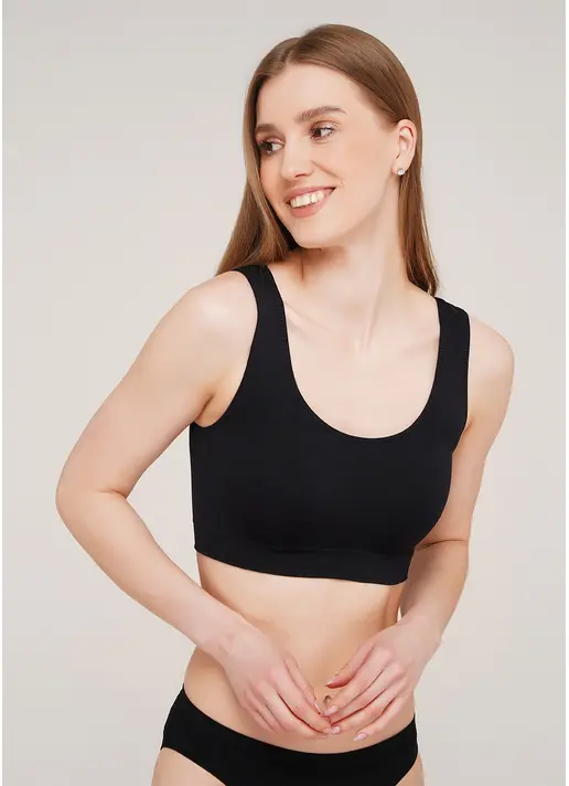 Безшовний топ на широких бретелях TANK TOP (чорний) Безшовний топ на широких бретелях TANK TOP (чорний)