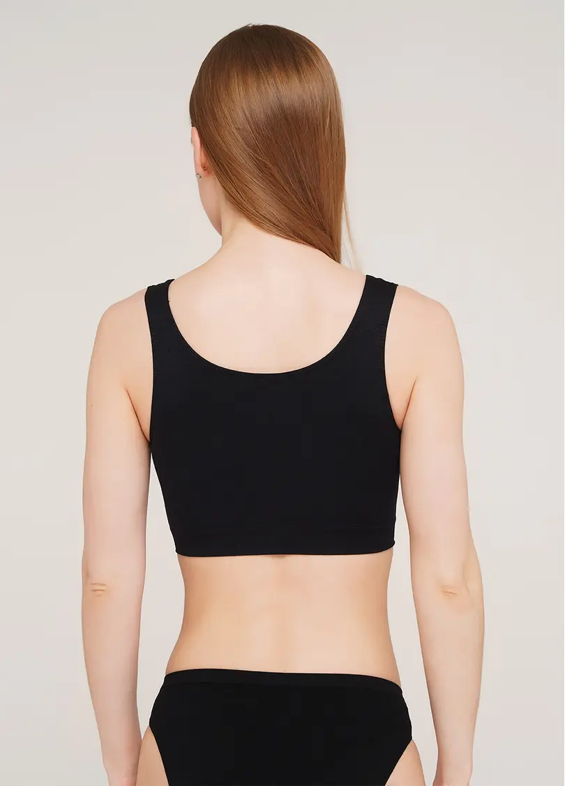 Безшовний топ на широких бретелях TANK TOP (чорний)