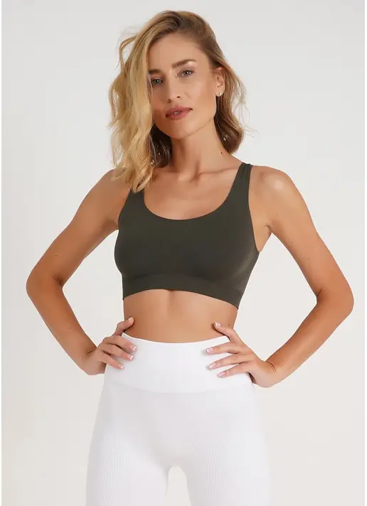 Безшовний топ на широких бретелях TANK TOP khaki (хакі) Безшовний топ на широких бретелях TANK TOP khaki (хакі)