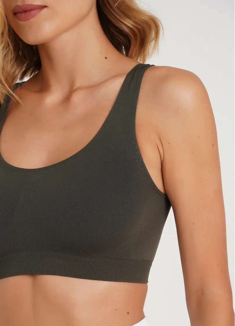 Безшовний топ на широких бретелях TANK TOP khaki (хакі)
