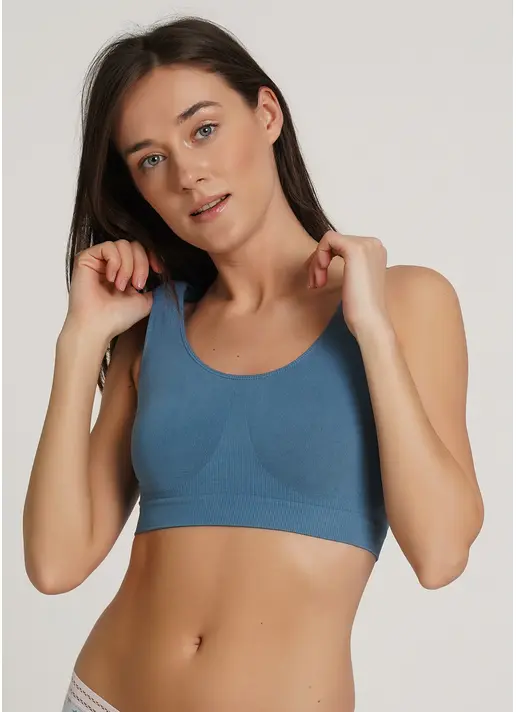 Безшовний топ на широких бретелях TANK TOP spring lake (блакитний)