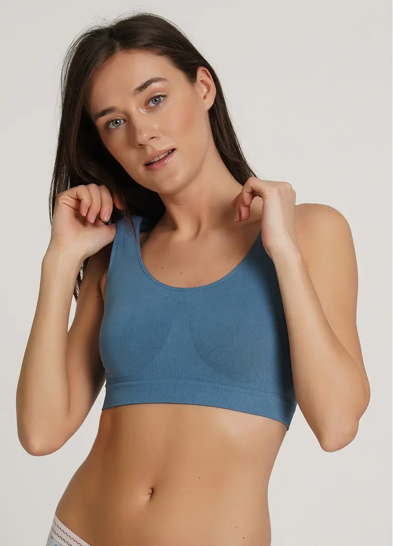 Безшовний топ на широких бретелях TANK TOP spring lake (блакитний)